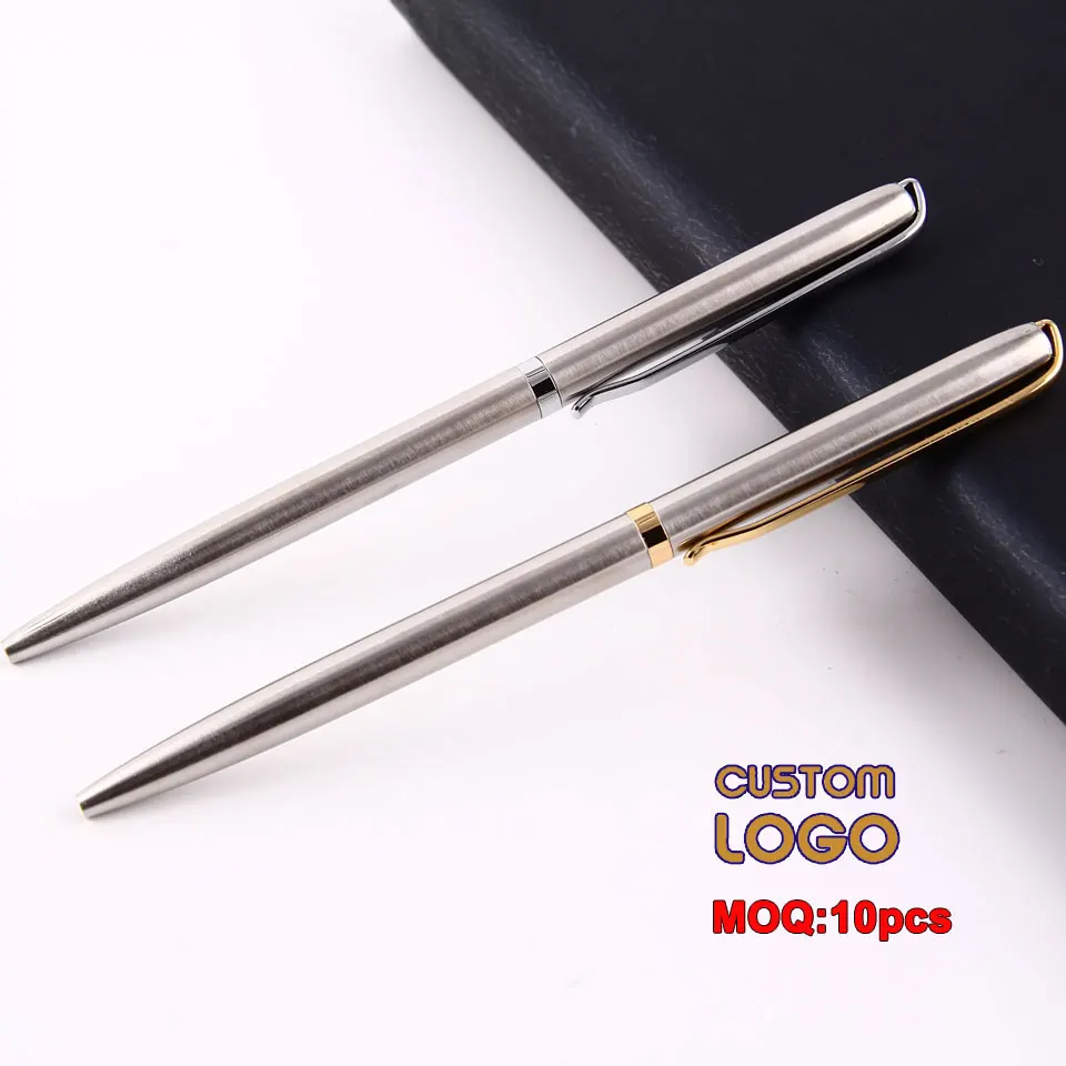 10pcs/lot Luxury Metal Pen 0.7mm Custom Logo Advertising Gift Signature Ballpoint Pens for School  Writing Stationery Office
