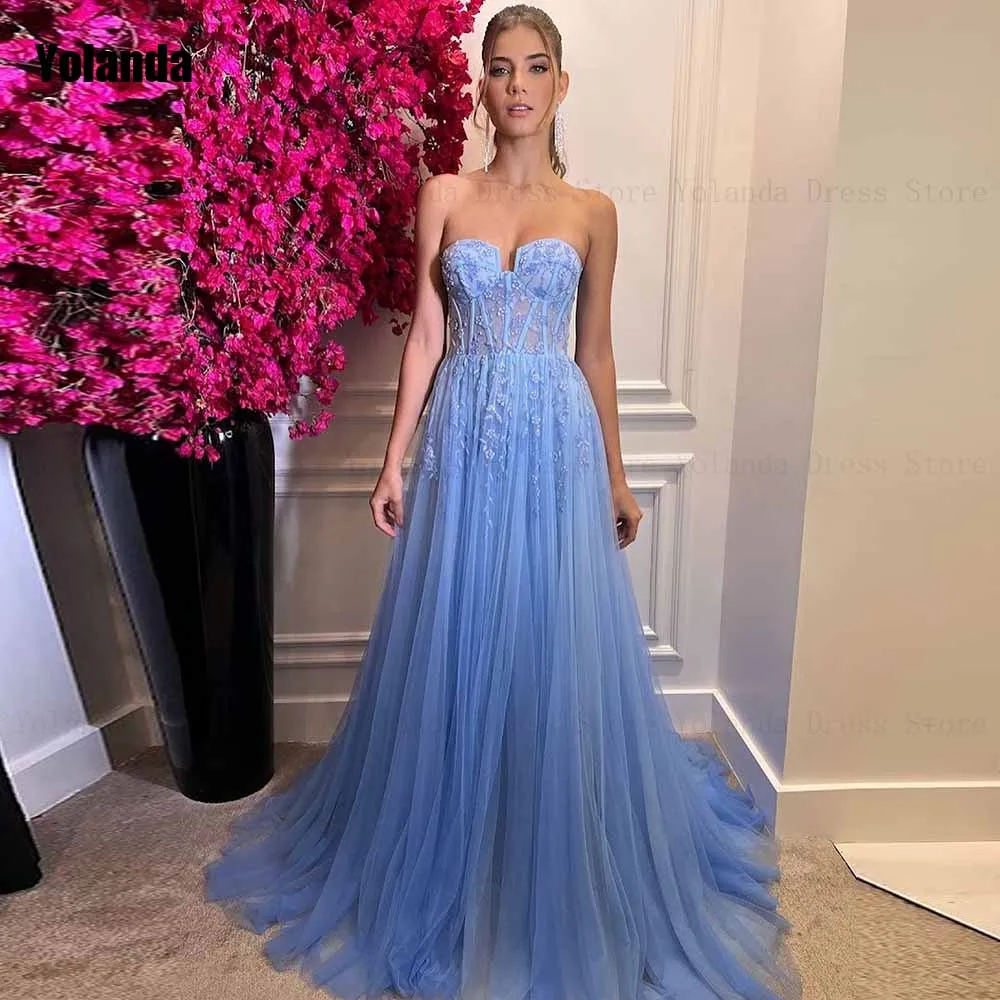 

Fashion 2024 A-line Evening Dresses Strapless Draped Pleat Applique Sleeveles Open Back Floor Length Party Dress Robe de soirée