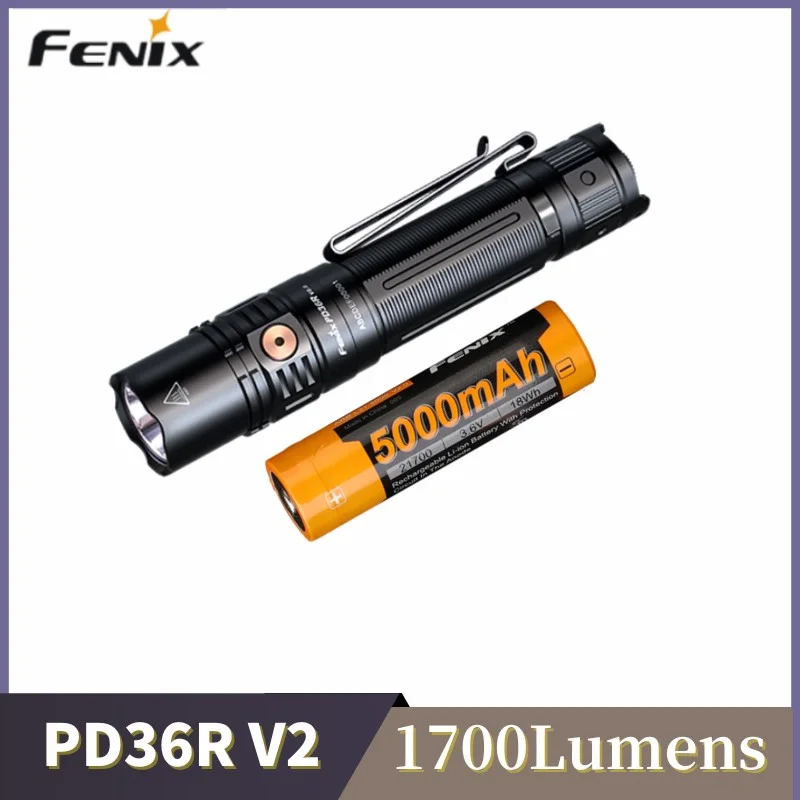 Torcia Tattica Fenix Pd36R V2.0 Torcia Ricaricabile Da 1700 Lumen Con Batteria Da 5000Mah
