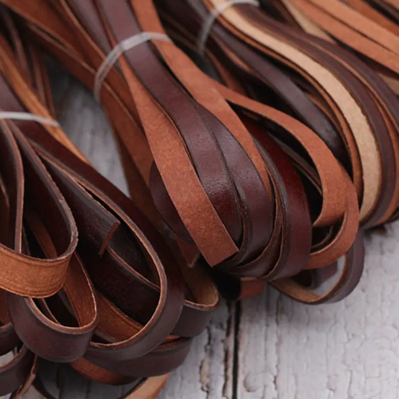 Flat Genuine Leather Cords 1meters 3/5/8/10mm Cow Leather for Bracelet Jewelry Making Findings leather cord