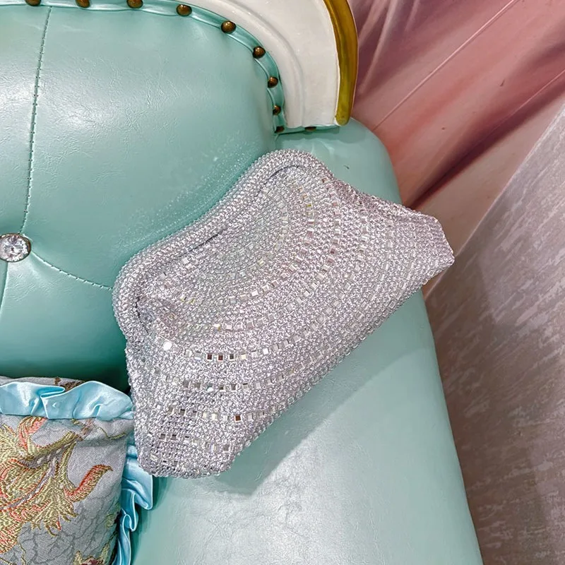 2025 Luxury Bling Shiny Color Diamonds Women Evening Clutch Purse High-end Wedding Party Banquet Handbag Glitter Crossbody Bag