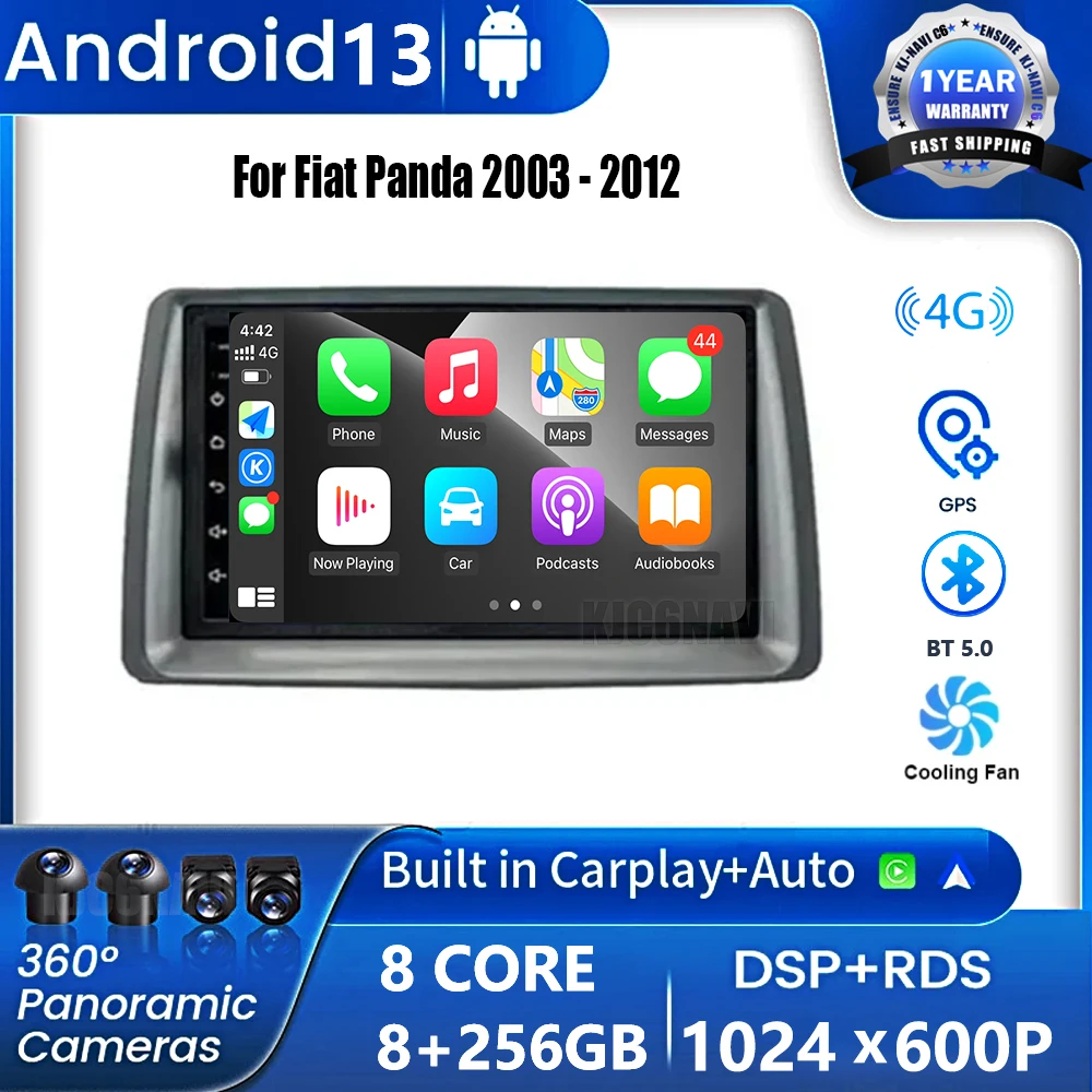 Schermo 7 "Dsp Hd Per Fiat Panda 2003 - 2012 Android 13 Lettore Per Auto Radio Multimedia Carplay Navigazione 4G Stereo Intelligente