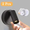 2Pcs LED Light Magnetic USB Rechargeable Wall Light Spotlight Wireless No Wiring No Punch Reading Light Bedroom Bedside Light 1