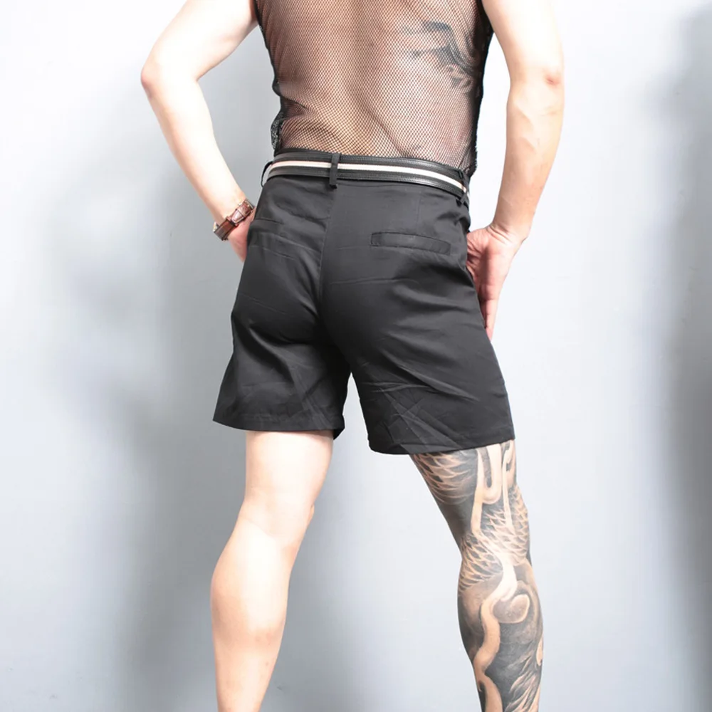 Men Sexy Casual Thin Shorts Non Stretch Loose Fit Beach Pants Stylish Black
