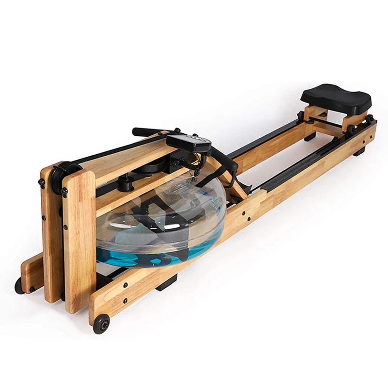 MIYAUP-Foldable Rowing Machine, Oak Aerobic Exercise, Water Resistance, Wooden Rowing Machine, Household
