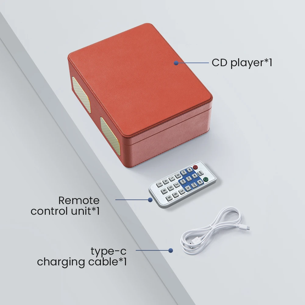 Retro Bluetooth CD Player with Remote Control Wireless CD Player Bluetooth5.0/5.4 Rechargeable Desktop CD Multimedia Player