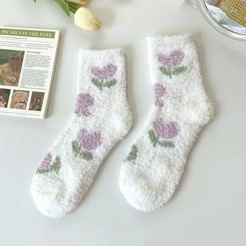 socks woman Mens Fluffy Winter Velvet Thermal Warm Short Cotton Thick Sleeping Soft Non Floor home Gift slipper Sock Male Grip