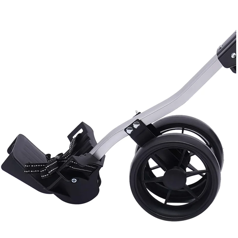 3 Wheel Push Pull Golf Cart Foldable Lightweight Golf Push Cart Portable Aluminum Alloy Trolley with Foot Brake