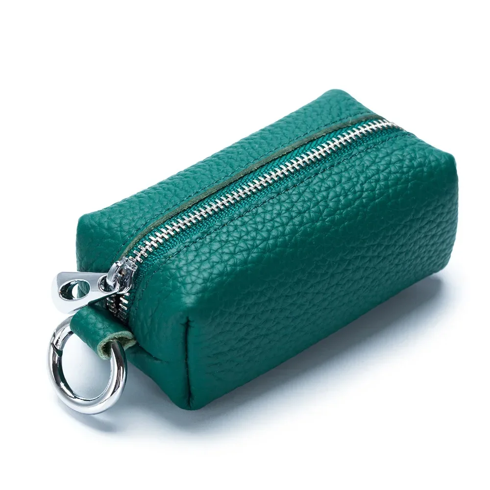 Genuine Leather Key Bag for Women Men Large Capacity Key Wallets Keychain Coin Purse Zipper Coin Pouch Cute Purse Lipstick Bag