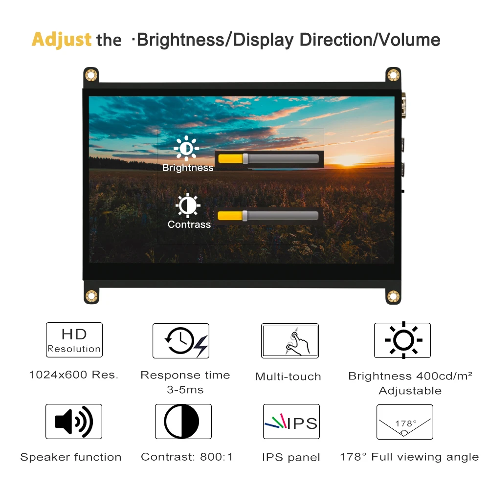 LESOWN   ġ ũ 10.1 ġ ̵ ÷, HDMI ÷, Ŀ , 1024x600 IPS LCD г, USB 5V 