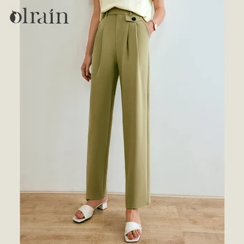 Pantaloni da abito da donna da ufficio OLrain Pantaloni su misura estivi da donna 2025 Pantaloni eleganti a gamba larga dritti a vita alta elastica O22XK01013 1