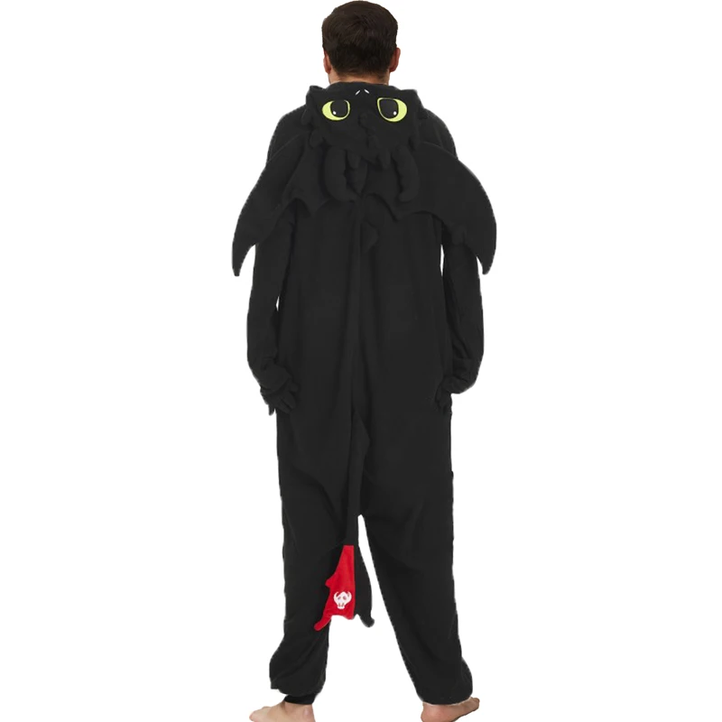 Black dragon animal cosplay game costume kigurumi men one piece white pajamas halloween christmas party hooded cartoon pajamas