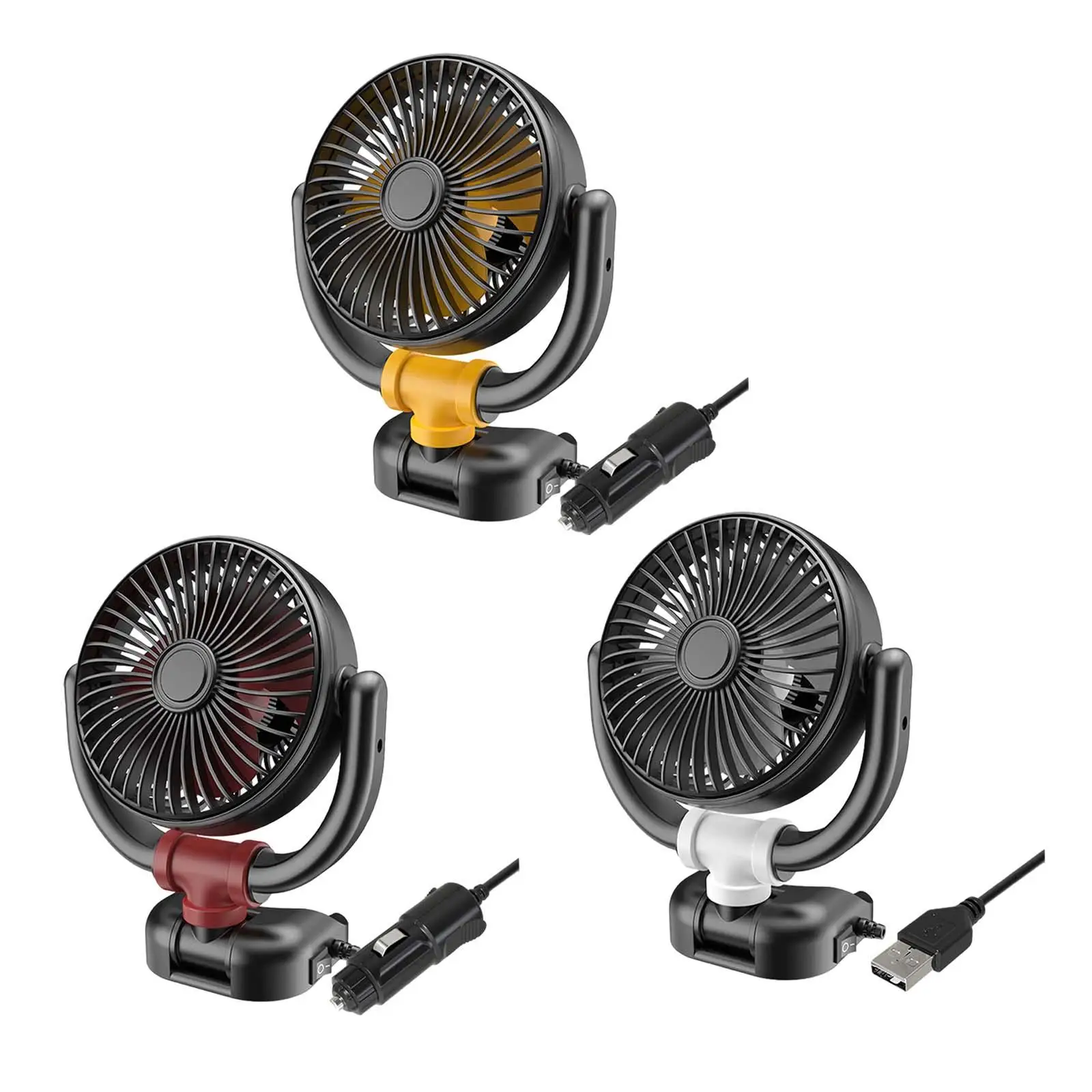 

Vehicle Car Electric Cooling Fan Single Head Compact Strong Wind 360° Rotatable Air Circulator for Van Boat Accessory