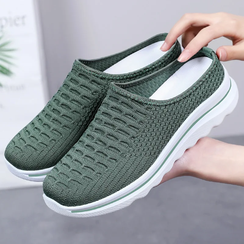 Women's Summer Breathable Commute Half Drag Shoes Soft Sole Lightweight Slip On Casual Comfortable Odor-Resistant 2