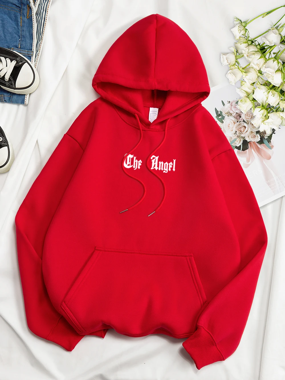 The Angel'S Wings Printing Clothes Men Women Hip Hop Loose Hoodies Warm Crewneck Hoody Crewneck Pullover Streetwear Couple