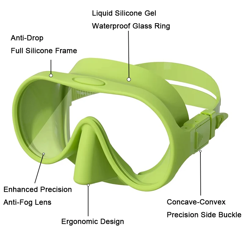 Snorkeling Diving Mask Diving Mask Snorkel Set JUNHAIINS Tempered Glass Freediving Mask Snorkeling Set Foldable snorkel Diving Mask All-Inclusive Silicone 프리다이빙 m&aacute;scara