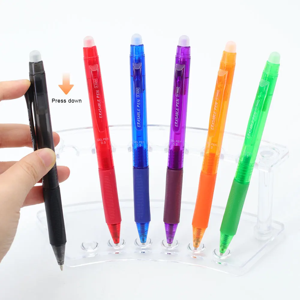 Premium 0.5mm Erasable Gel Pen Set with Built-in Top Eraser and Refill
