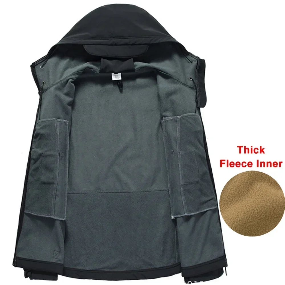 Hunting Soft Shell Jackets Men Tactical Windproof Waterproof Hooded Bomber Coats