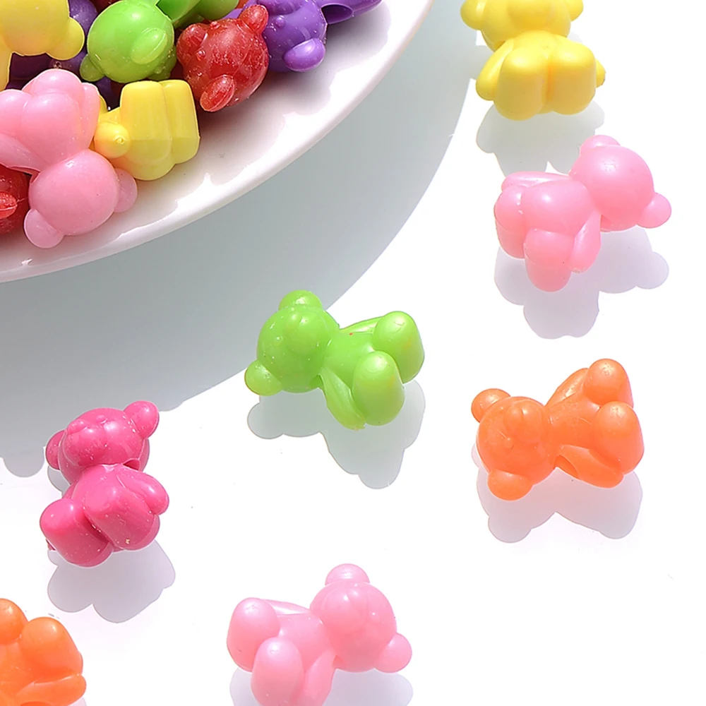 30pcs/Lot Mix Color Cute Bear Shape Acrylic Beads 18x15.5mm Loose Spacer Beads For Jewelry Making Accessories DIY Ornament