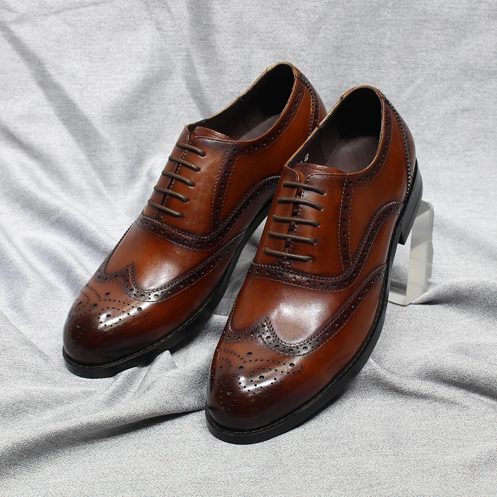 Classic-Men-s-Oxford-Dress-Shoes-Genuine-Leather-Male-Brogue-Designer ...