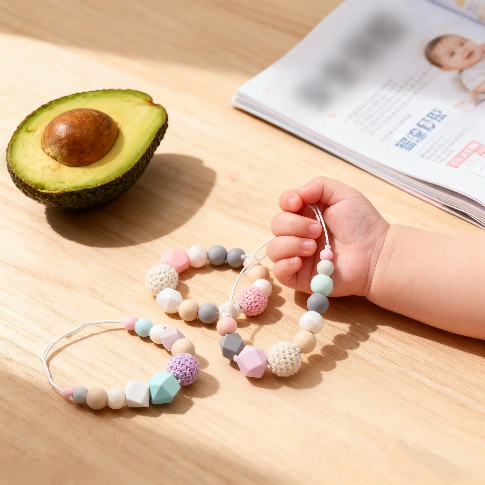 1pc  젖니가 남 실리콘 목걸이 식품 학년 실리콘 구슬 육각형  장난감 실리콘 Perle BPA 무료  Teether 간호