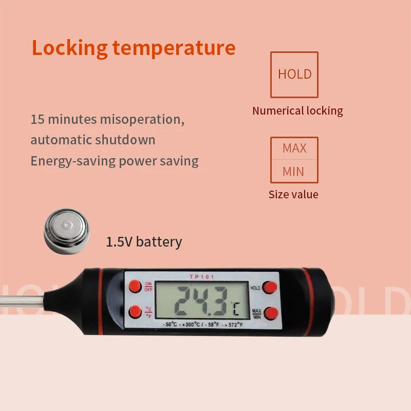 Kitchen oil thermometer Needle Food Thermometer Instant Read Meat  Temperature Meter Tester with Probe for Grilling BBQ Kitchen - AliExpress