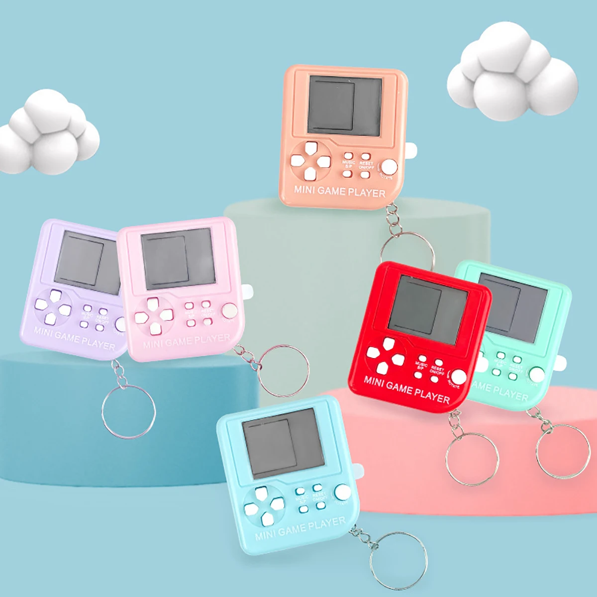 Mini Handheld Game Players Machine Pocket Game Console Built-in 26 Games Use for Key Chain Ring Holder Kids Gift 3
