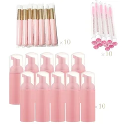 30Pcs/Set Foaming Bottle Dispenser Skin Brush 60ML Eyelash Makeup Cleanser Soap Care Tools extension Plastic Pump Bottles