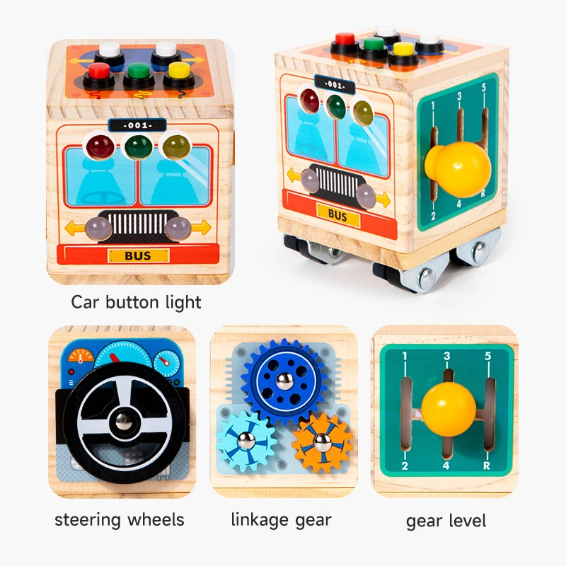 Montessori Baby Busy Ball-Hand Grab Ball Vehicle Tool Car Cube Polyhedral Six-sided Toy Educational Learning Busy Bus Toys Game - Image 3