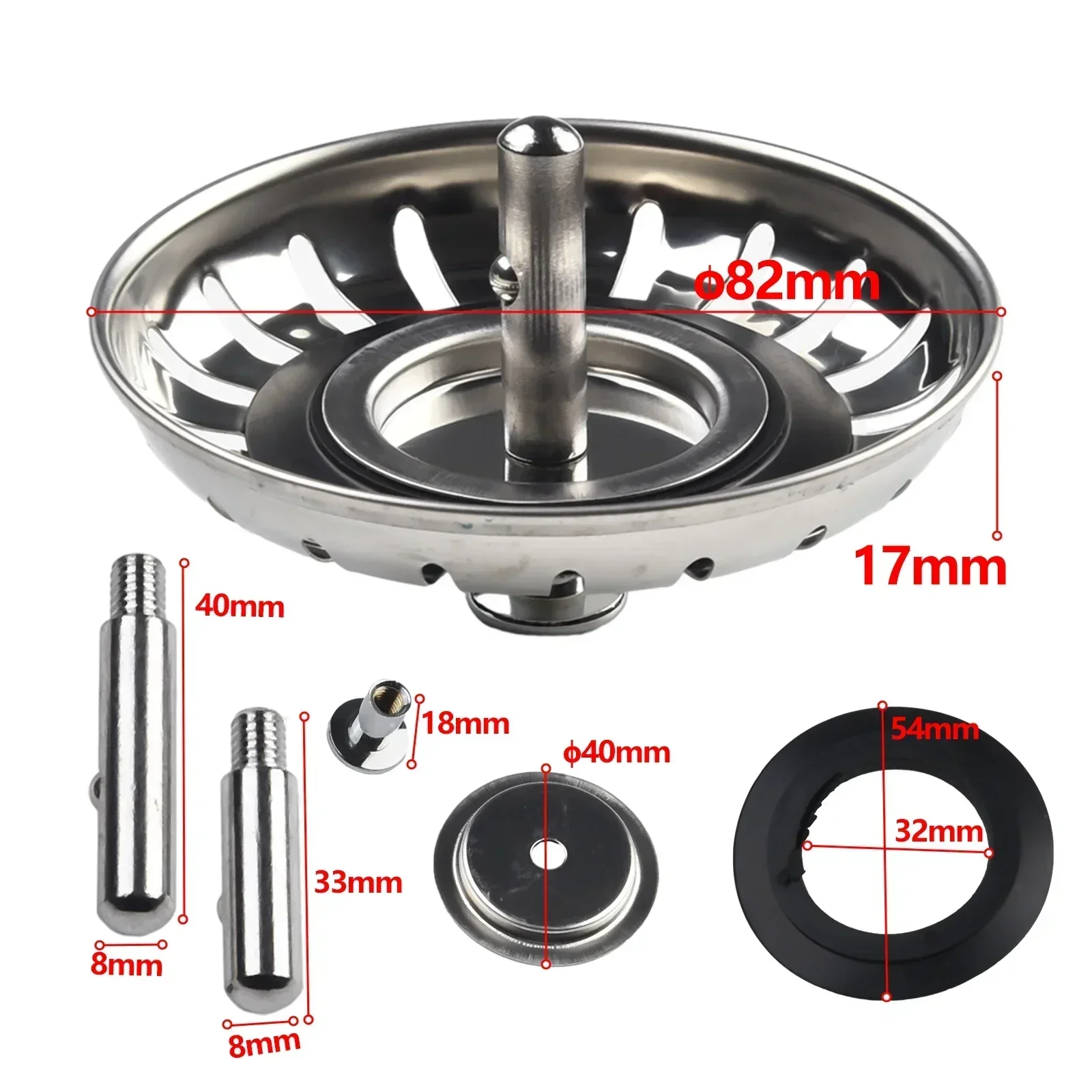 Kitchen Sink Strainer Stainless Steel Replacement Strainer Waste Disposer Plug Drain Stopper Filter Prevent Sewer Congestion