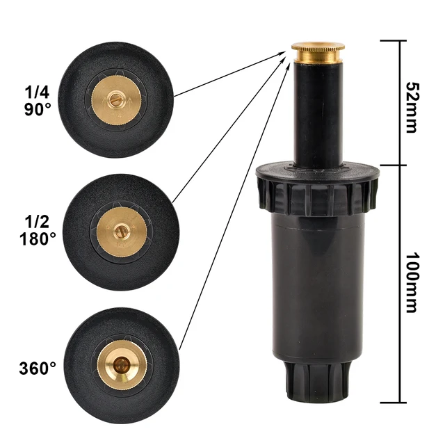 90-360 Fokos Felbukkanó Sprinklerek Műanyag Pázsit Öntöző Sprinkler Fej Állítható Kerti Spray Fúvóka 1/2 "Női Szál 1 Pc - Image 2