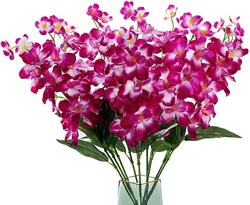Set of 10 Elegant Blue Artificial Orchid Stems for Weddings and Home Décor (Purple)