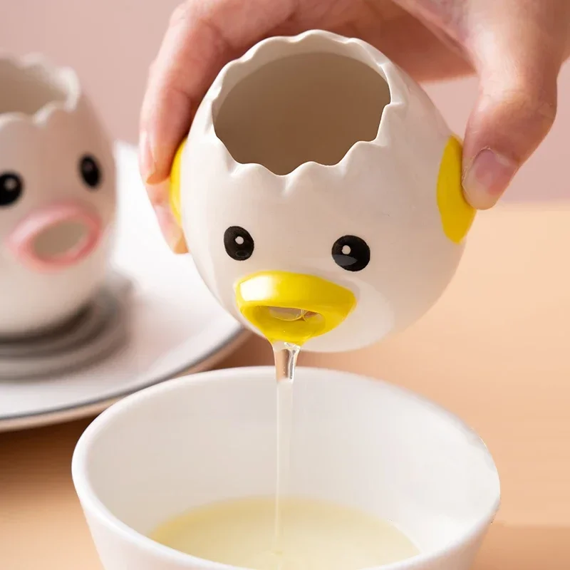 Cute Chicken Ceramic Egg White Separator Creative Egg Yolk Protein Separator Filter Cooking Baking Tools Kitchen Accessories
