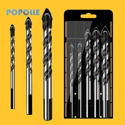 Popalle – jeu de forets triangulaires en alliage de 3 à 12mm, pour le verre, le carrelage, le béton, la brique, le bois, le métal 
