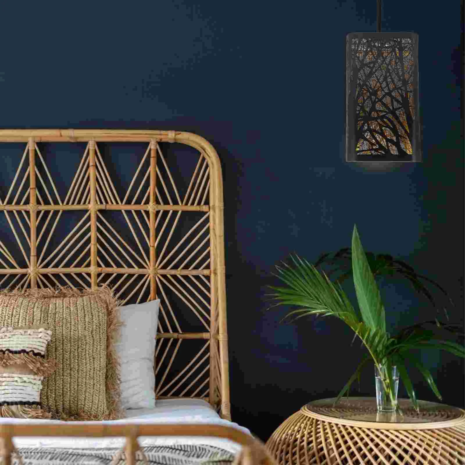 

Wrought Iron Lampshade Shades Bedside Screen Covers Decorative Forest Black Table Lantern Small Label