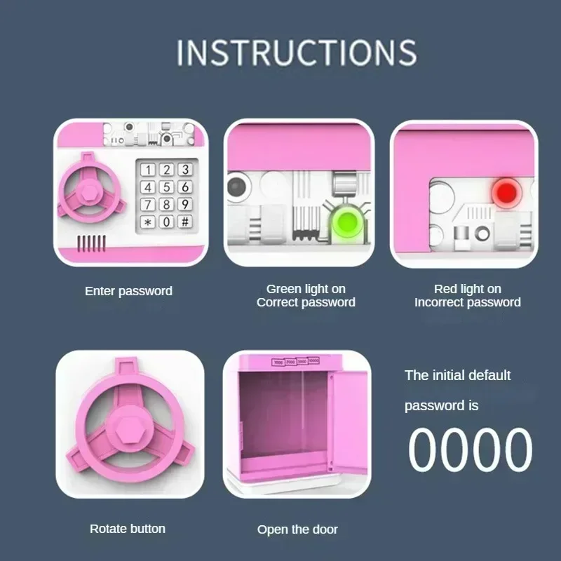 Electronic Piggy Bank Automatic Mini Safe Coins Cash Saving Password Counter