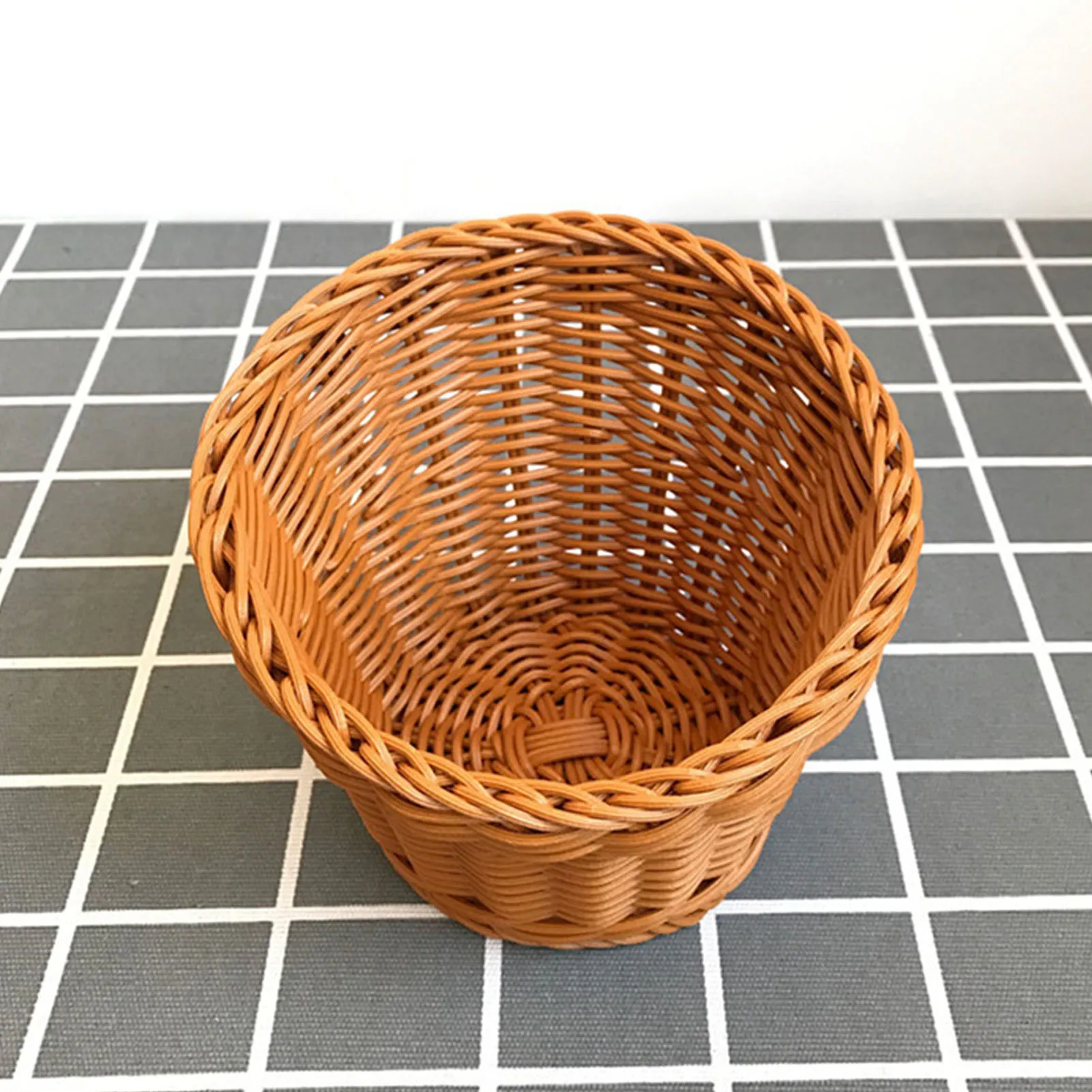 Handmade Wicker Woven Basket Bread Serving Tray Simulation Rattan Desktop Baskets For Kitchen Picnic Woven Storage Basket 5