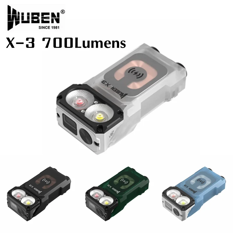 WUBEN X-3 Multi-functional LED EDC Flashlight 700Lumens wireless charging  With Magnetic Base Built in battery - AliExpress