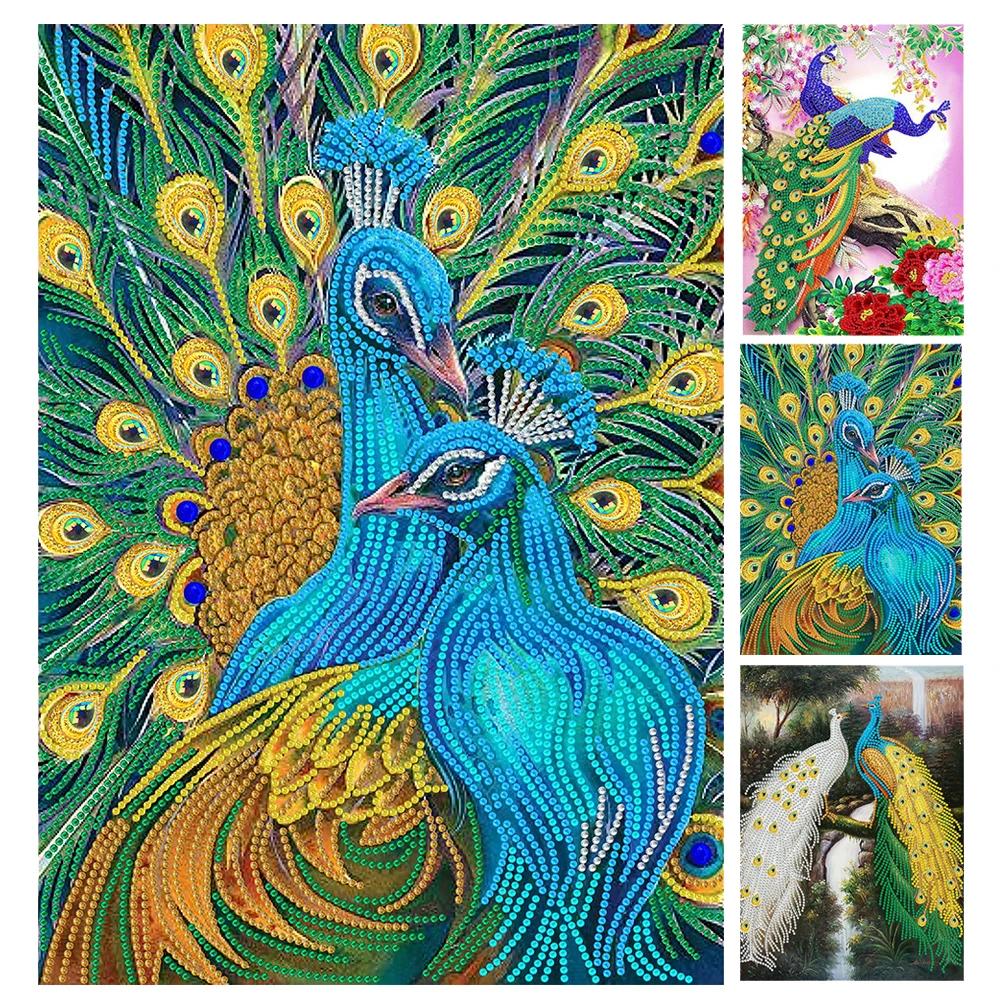 Peacock Series 5D DIY Diamond Painting Partial Special Shaped Drill Kit Diamond Mosaic