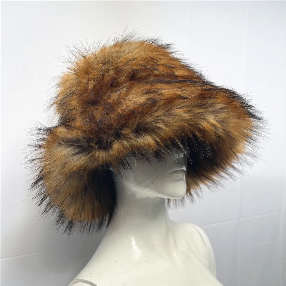

New Faux Fur Hat Women's Elegant Autumn and Winter Fur Fisherman Hat Korean Senior Warm Ladies Bucket Hat 's Plush Bucket Cap