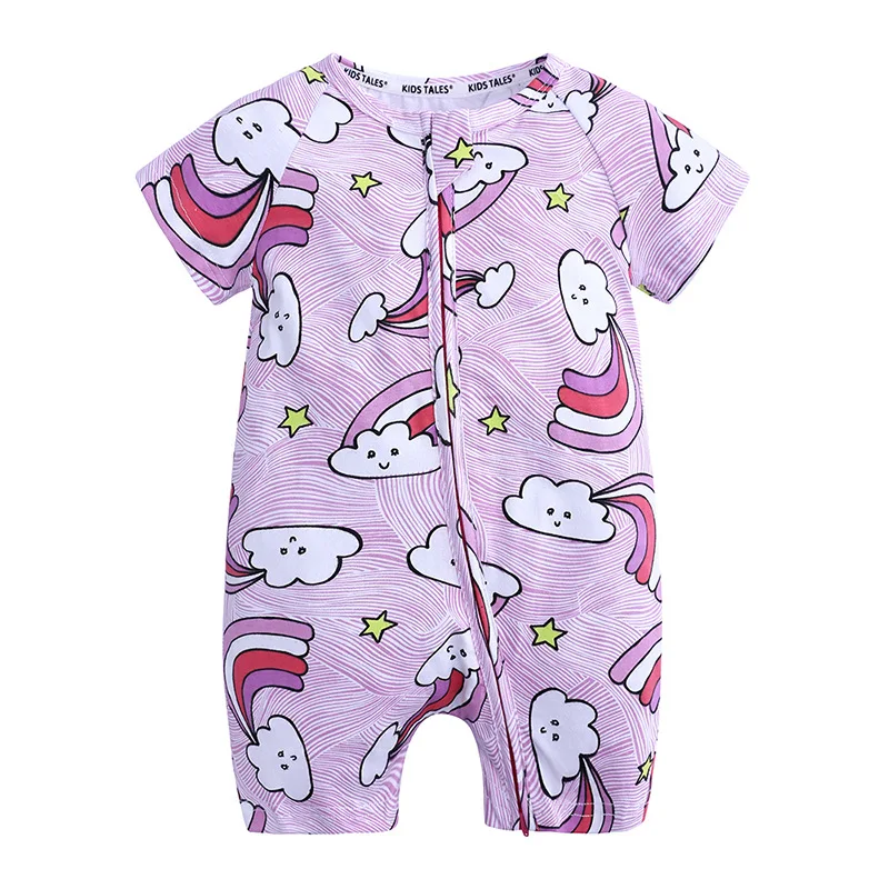 Short-Sleeve Baby Rompers Animal Dinosaur Print Baby Boy Clothes Jumpsuit Summer Onesie Infant Baby Girls Newborn Clothings Newborn Knitting Romper Hooded  Baby Rompers