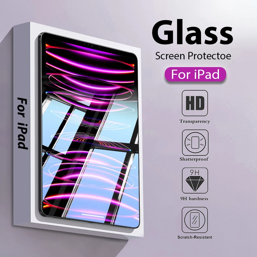 Protetor de Tela de Vidro Temperado para Apple Ipad Pro Filme 12.9 11 9.7 10.2 10.9 Air Mini 5th 6th 7th 8th 9th 10ª Geração