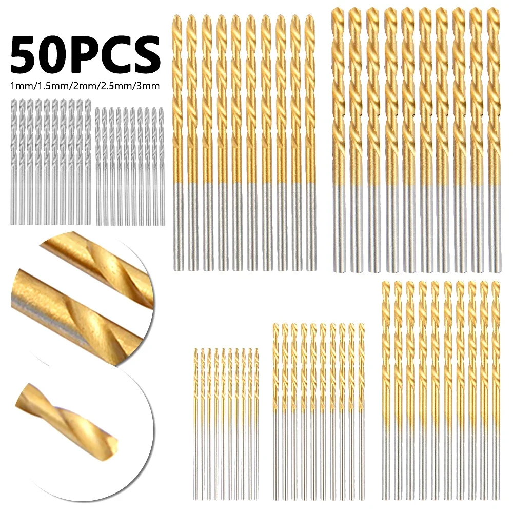 

50PCS 1-3mm High Speed Steel Twist Drill Stainless Steel Tool Set The Whole Ground Metal Reamer Tools for Cutting Drilling Polis