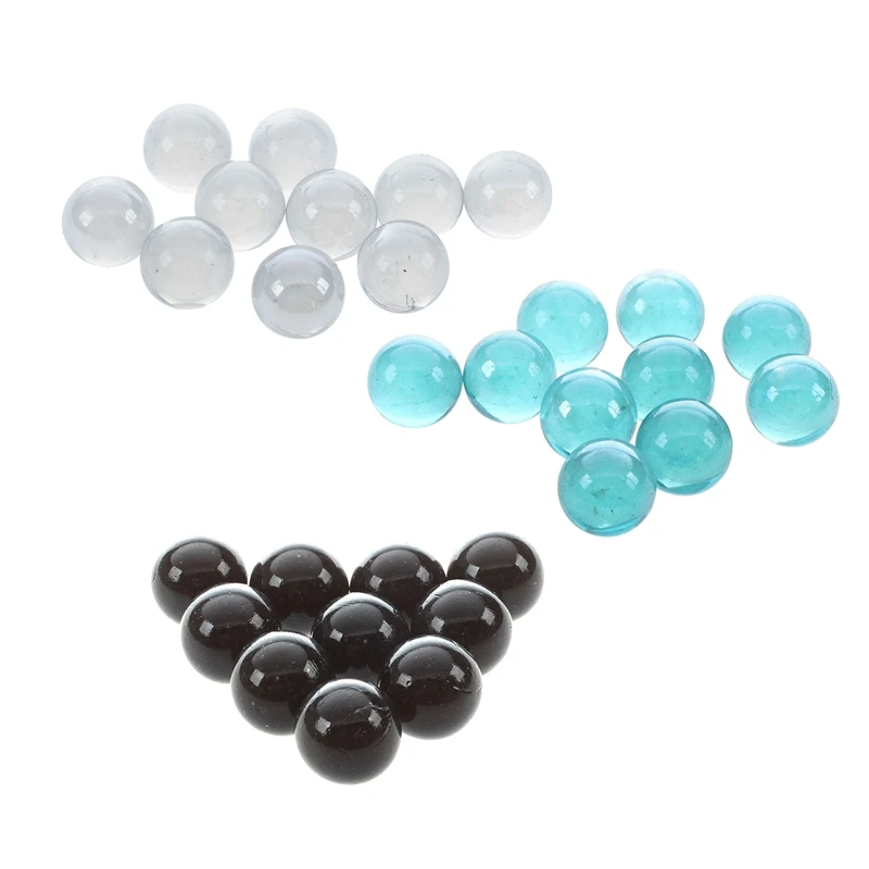 

10 Pcs Marbles 16Mm Glass Marbles Knicker Glass Balls Decoration Color Nuggets Toy Transparent & Black & Light Blue(3 Set)