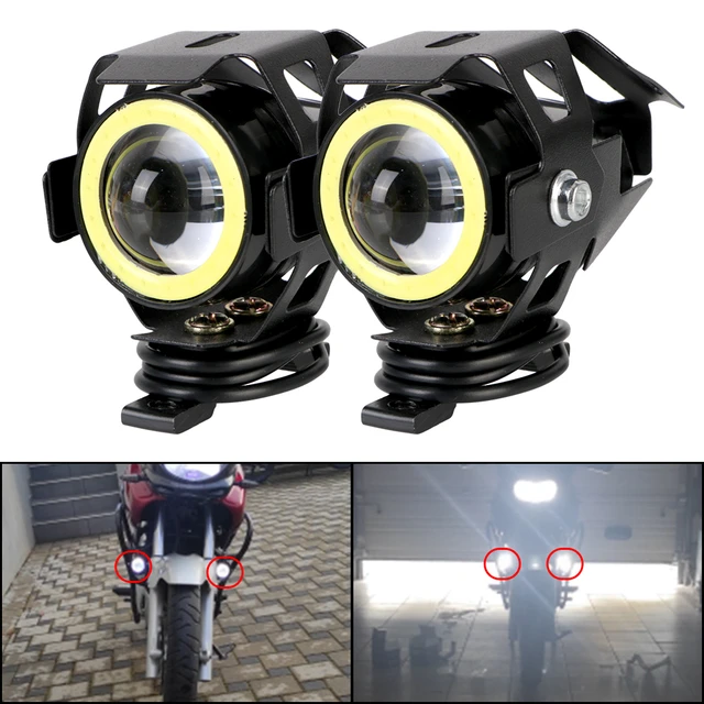 2PCS Motorbike Driving Spot Light Fog Lamp Angel Eye Motorcycle