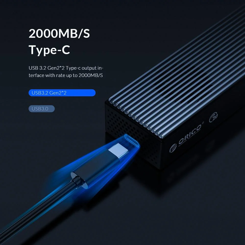 Ssd com Ventilador de Refrigeração Integrado Lsdt 20gbps M.2 Nvme Tipo-c Gabinete para Ssd 2230 2242 2260 2280 Orico-m2 Case - Imagem 5
