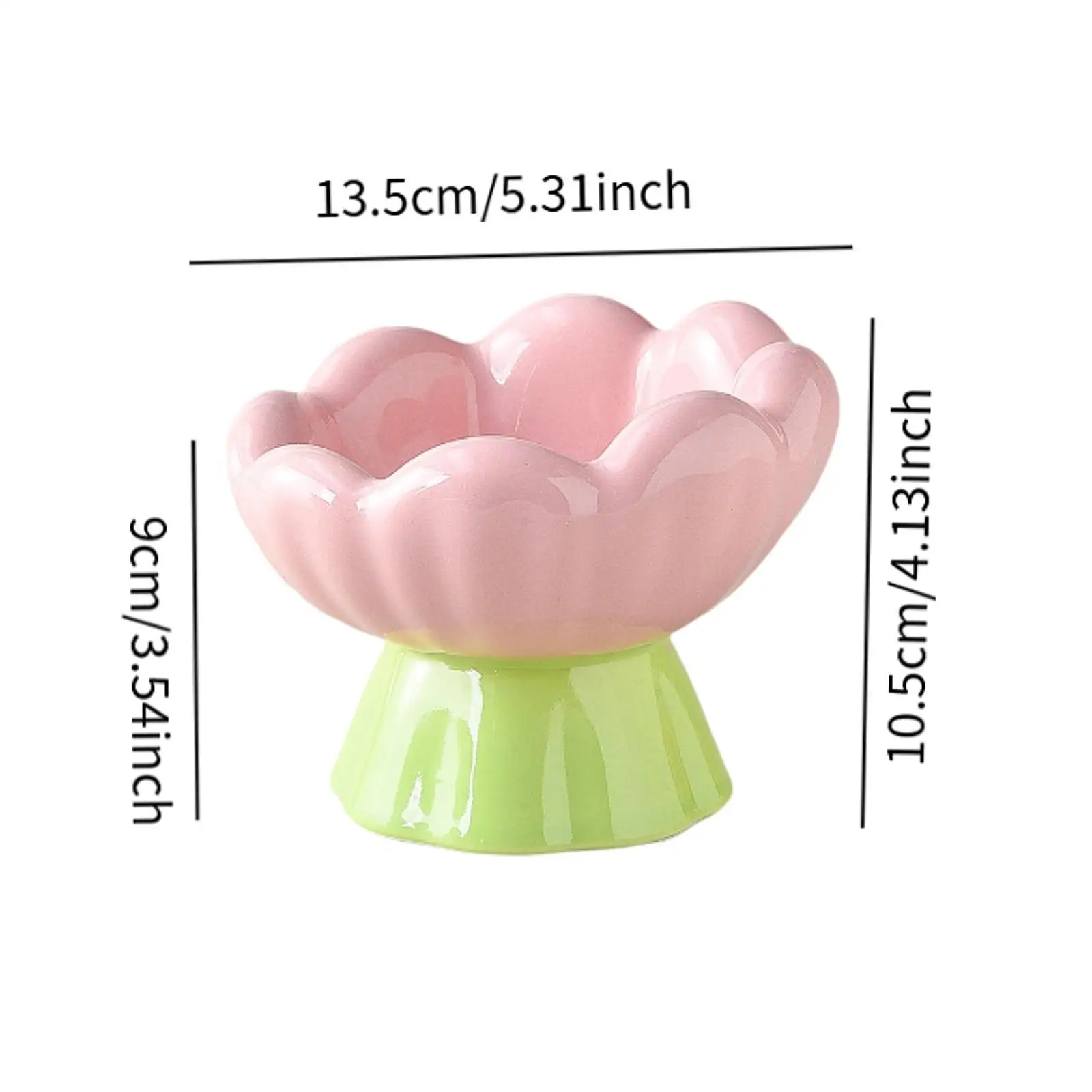 Pet Bowl Dog Cat Bowl Elevated Ceramic Tulip Shape Raised Food Feeding Feeder