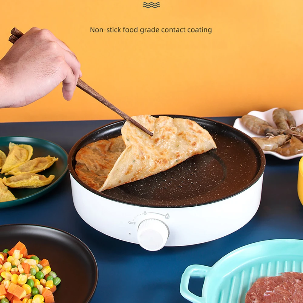 Electric Frying Pan 220V Electric Frying Pan Non Stick Pan Outdoors Grill Fry Baking Roast Cooker Steak Barbecue Cooking Kitchen Tool