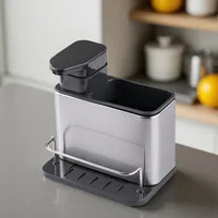 3-in-1 KITCHEN SOAP Dispenser ผู้ถือฟองน้ําจานสบู่สแตนเลสอ่างล้างจานถาดกันสนิม Drainer Rack 6
