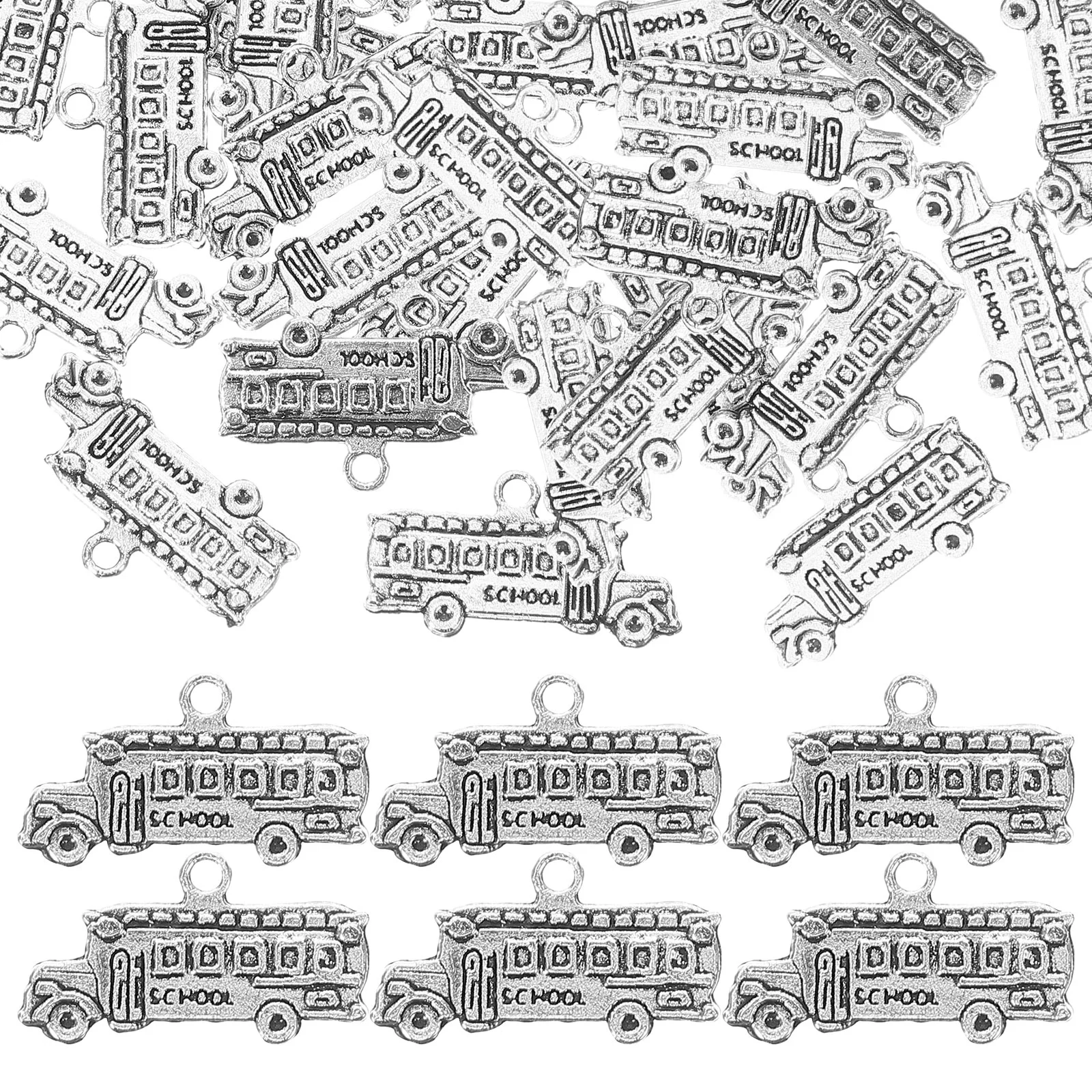 

50 Pcs School Bus Pendant Jewelry Making Charms Jewlery Alloy DIY Themed Ornament Zinc Decoration for